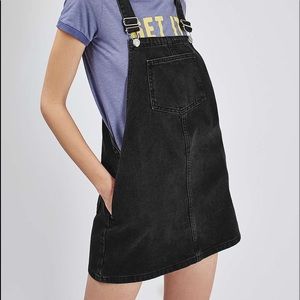 Black denim top shop pinafore dress (petite)